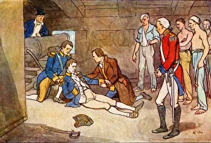 Images Dated 21st May 2020: The death of Horatio Nelson - HMS Victory at Trafalgar