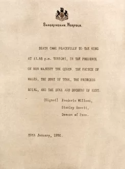 Death of King George V - the last bulletin