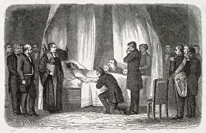 Dies Prints: The death of Leopold I, uncle of queen Victoria and first king of Belgium. Date: 1865