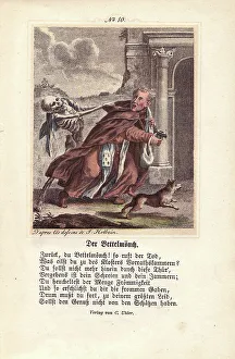 Chretien Prints: Death seizes the Mendicant Friar as he enters