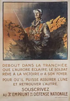 Victoire Prints: Debout dans la tranchee que l aurore eclaire, le soldat reve
