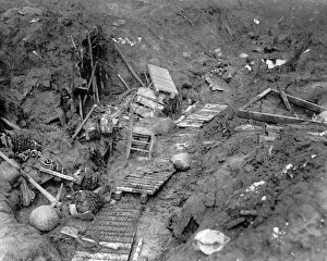 Abandoned Gallery: Debris in abandoned German trench, WW1