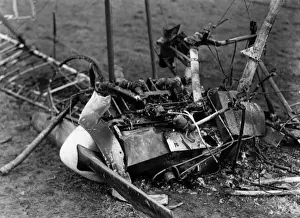 Twisted Prints: Debris of crashed German plane, Chelles, France, WW1