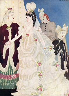A debutante gets ready for court presentation, 1880s