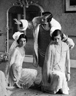 Debutantes learning to curtsey, 1929