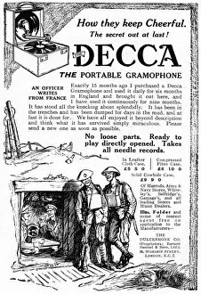 Adverts Gallery: Decca gramophone advertisement, WW1