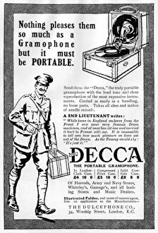 Adverts Gallery: Decca gramophone advertisement, WWI