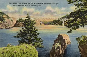 Highway Prints: Deception Pass Bridge on state highway between Fidalgo and Whidby Islands