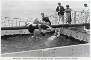 Deck game on cruise liner, Empress of Australia