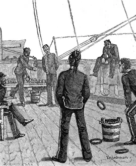 Quoits Prints: Deck Quoits on board a Troopship, 1876