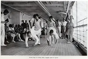 Pairs Prints: Deck race on cruise liner, Empress of Australia