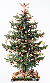 Candles Gallery: Decorated Christmas tree with toys below
