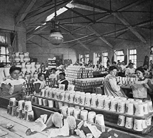 Decorating Coronation beakers, 1911 Decorating Coronation beakers, 1911