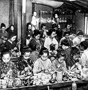 Decorating Prints: Decorating pottery, Japan, early 1900s