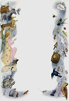 Baynes Gallery: Decorative border to a Story with Animals and an Angel