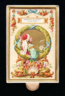 Decorative Christmas card with fruit and flowers