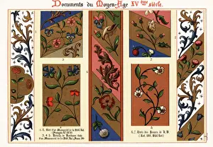 Franc Prints: Decorative floral borders from 15th century illuminated manuscri