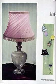 Tassels Collection: A decorative lamp and lampshade. The image was accompanied by instructions on how to make