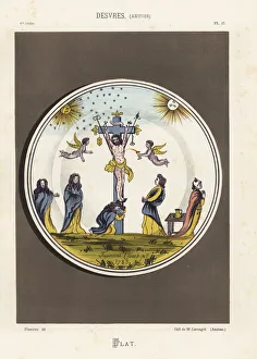 Artois Collection: Decorative plate from Desvres, Artois, France