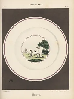 Faience Gallery: Decorative plate from Saint-Amand, Normandy, France