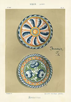 Faience Gallery: Decorative plates from Vron, Somme, France