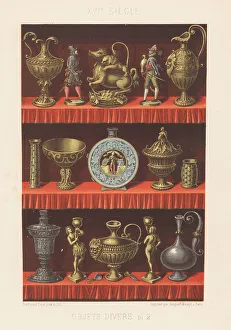 Charles Louandre Prints: Decorative Renaissance vases, statuettes, 16th century