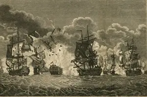1700s Prints: Defeat of the French Fleet by Sir Cloudesley Shovell