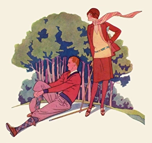 Images Dated 24th February 2010: Del. Oct 28. Man & woman on hill