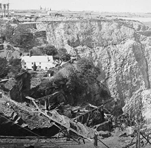 Quarrying Prints: Delabole Slate Quarry Victorian period