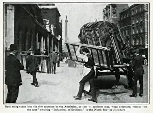 Emergencies Prints: Delivery of beds to the Admiralty, London, WW1