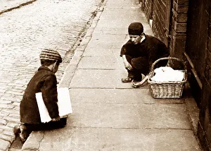 Delivery boys playing marbles, Victorian period