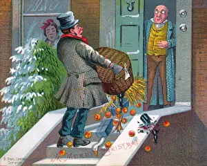 Contents Prints: Delivery man on a Christmas card