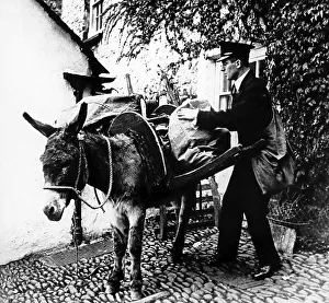 Delivering Prints: Delivery the post with a donkey, early 1900s