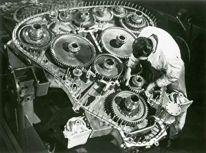 Engineering Collection: Deltic engine, final gear is being fitted