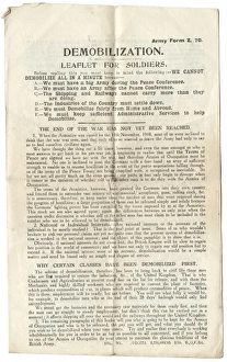 Images Dated 1st March 2012: Demobilization leaflet for soldiers