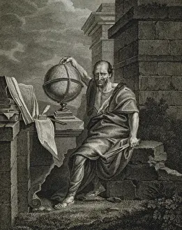 Etchings Prints: DEMOCRITUS (460-370 BC). Greek philosopher, theoretician