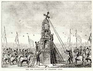 1643 Collection: Demolition of Cheapside Cross, destroyed by Parliamentarians during the Civil War