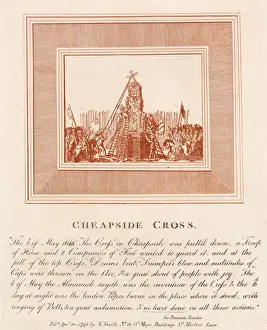 Demolition of Cheapside Cross, destroyed by Parliamentarians during the Civil War
