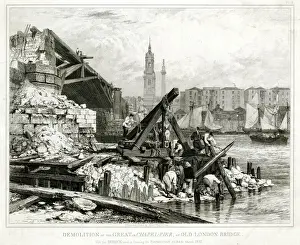 Demolished Prints: Demolition of the old London Bridge 1832