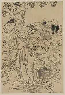 Upsets Prints: Demon with sword in his mouth upsets tea ceremony