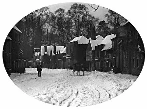 Buckinghamshire Collection: Denham Village under snow in winter - Buckinghamshire