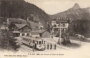 Dent Prints: Dent de Jaman Mountain, Switzerland and Railway Station