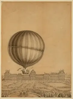 Tuileries Prints: Departure of Jacques Charles and Marie-Noel Roberts aerost