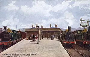 Platforms Prints: Departure Platform - Hastings Station, East Sussex SE&CR