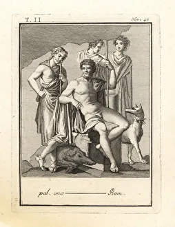 Antichità Gallery: Depiction of the hunt of the Calydonian boar