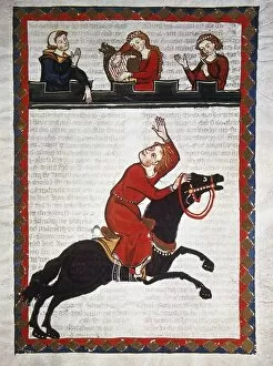Horseman Gallery: Der Wilde Alexander, poet of the 13th century, greets his be