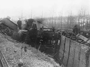 Derailed train near Antwerp, Belgium, WW1