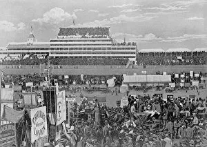 Images Dated 29th June 2017: Derby Day at Epsom with grandstand, 1895