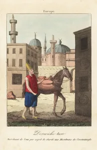Distributing Prints: Dervish man distributing water in Constantinople, Turkey