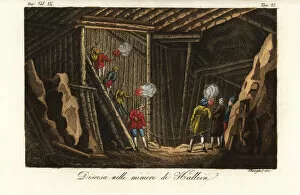 Images Dated 22nd January 2020: Descent into the Hallein Salt Mine, Austria, 18th century
